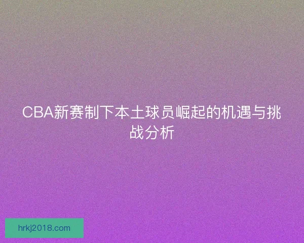 CBA新赛制下本土球员崛起的机遇与挑战分析